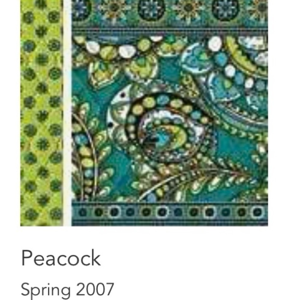 VERA BRADLEY Peacock Drawstring Bag Small Backpack Green Blue Paisley 2007 Y2K - Picture 13 of 13